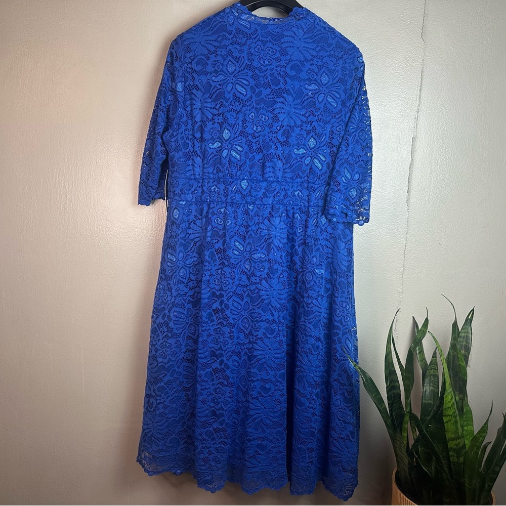 Kiyonna Mademoiselle Blue Lace Cocktail Dress Sz3x - Picture 5 of 12